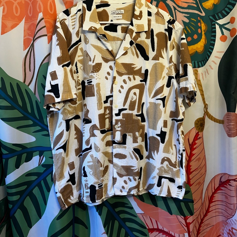 DeFacto - modern graphic button up - XXL